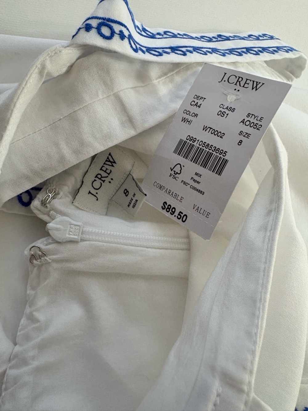 J.Crew White Embroidered Tiered Midi Dress NWT - Picture 8 of 8